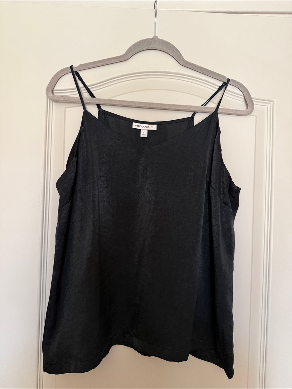 Prologue Black Satin V-Neck Camisole with Adjustable Straps
